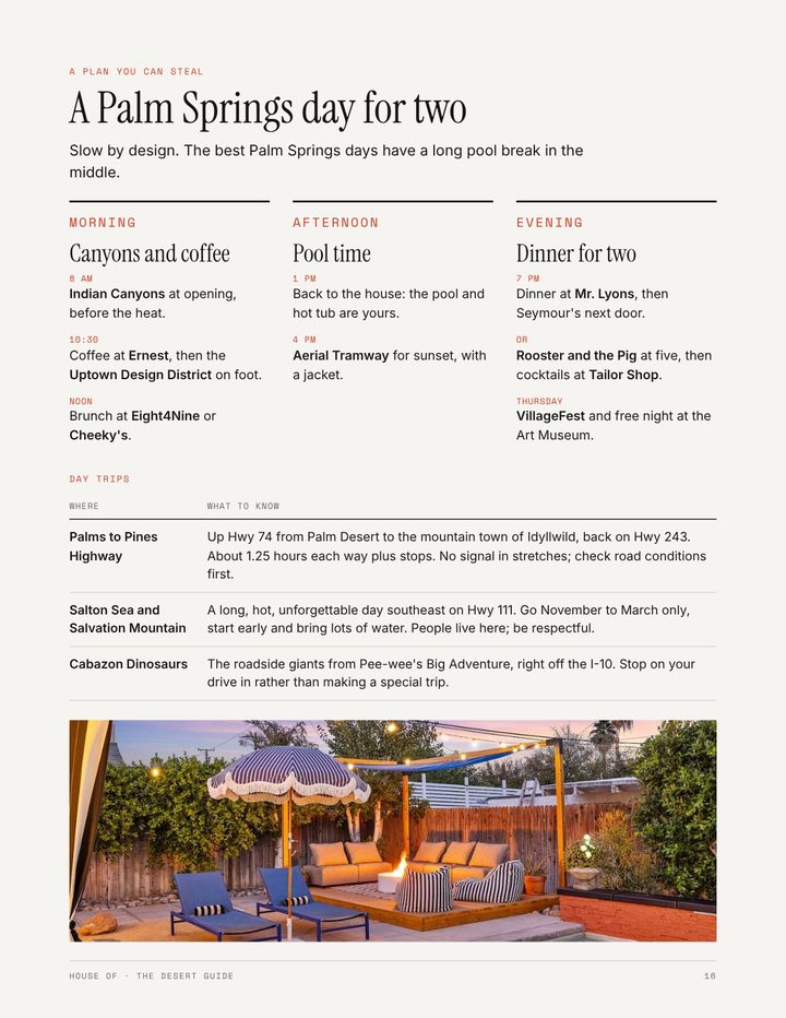 Guide page: a Palm Springs day for two